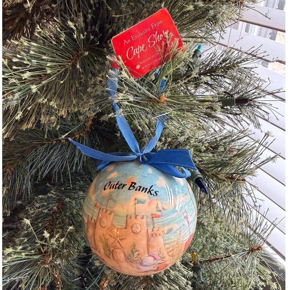 Cape Shore NEW Outer Banks Sandcastle High Gloss Resin Hanging Ball Ornament